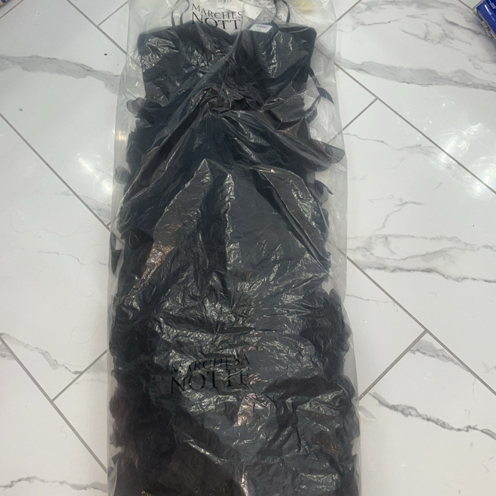 NEW Marchesa 3D Black Floral Rose-Embellished Tulle Cocktail Gown Sz 6 - Picture 12 of 12